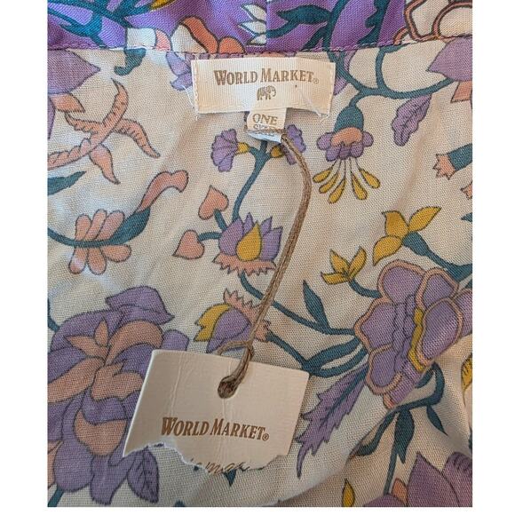 NWT World Market Purple Floral Robe One Size Pockets - Picture 6 of 6